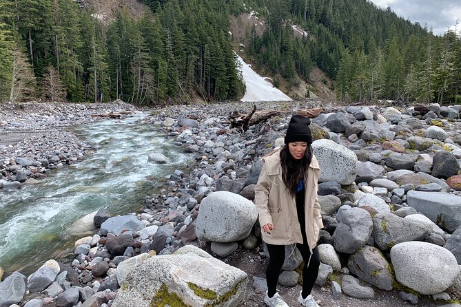 Mt. Rainier highlights - old forest, falls and glaciers - Christine Falls beneath its stone bridge