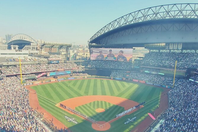 Seattle Mariners Baseball Game Ticket at T Mobile Park - T-Mobile Park, with skyline views and a roof overhead