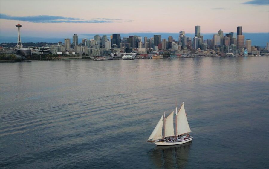 Seattle: Tall Sailboat Sunset Harbor Cruise - Sunset Behind the Olympic Mountains