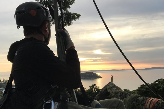Sunset Canopy Climb on Lopez Island - Learning the ropes on the practice tree